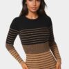 Stripe Rib Long Sleeve Maxi Dress