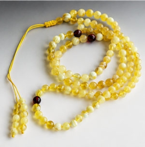 6a056bc2000949ff05932b1e31ae311e000000a000004f50 Golden white honeywood Buddhist beads, semi-transparent milky white patterned honeywood, blood-pear interlocking beads multi-ring necklace, new Chinese style design
