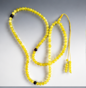 6a056e340009140925ada0fa6da21c15000000a000004f50 Smooth Milk Yellow Honey Wax Buddhist Beads, High-Gloss Honey Wax, Blood Pearl Beaded Multi-Ring Bracelet, New Chinese Style Design